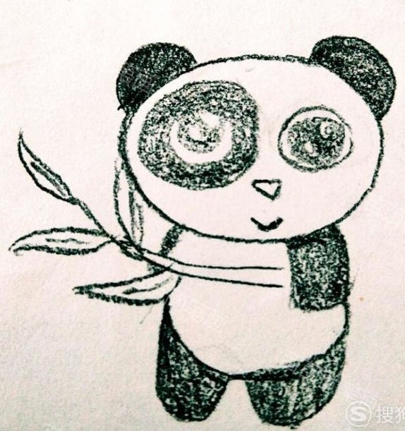 熊猫吃竹子的简笔画教程