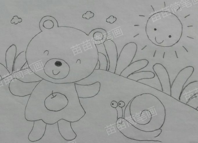 如何绘制开心的小熊简笔画