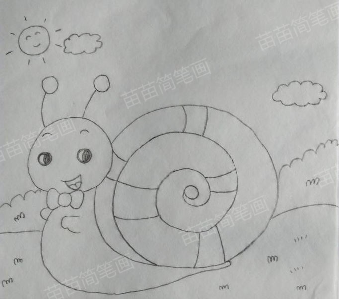 小蜗牛简笔画教程：手把手教你如何画一个可爱的简笔画