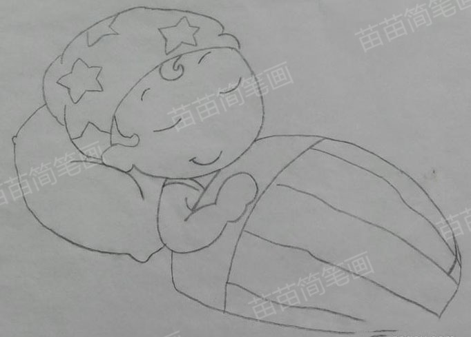 如何绘制睡觉的男孩简笔画