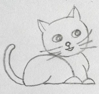 小猫简笔画绘制方法教程第四部分