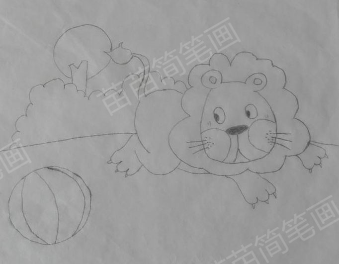如何绘制简笔画：狮子踢球