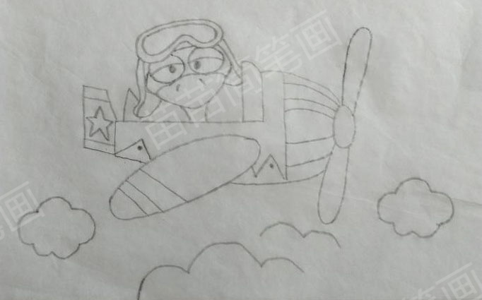如何绘制简笔画：鸵鸟驾驶飞机