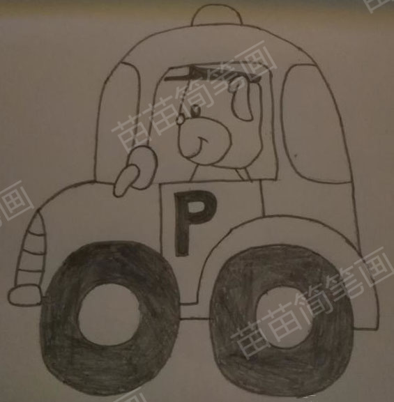 如何绘制开车的小熊简笔画