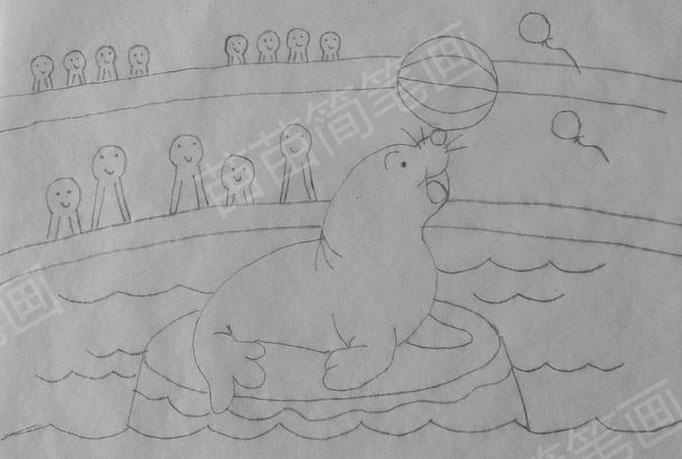 海狮顶球简笔画教程：如何画得简单又漂亮