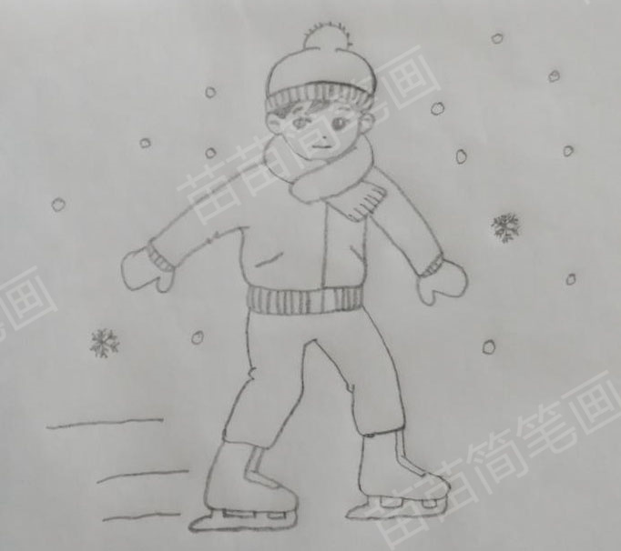 滑冰男孩简笔画教程