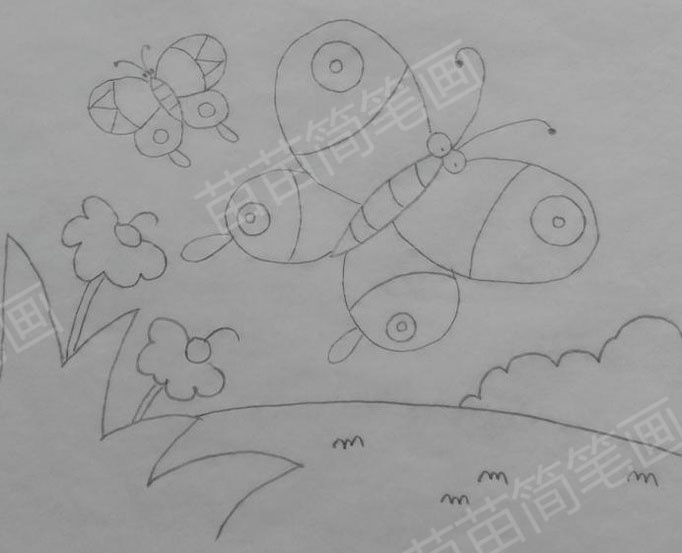 蝴蝶简笔画教程：如何绘制简单又漂亮的蝴蝶(步骤三)
