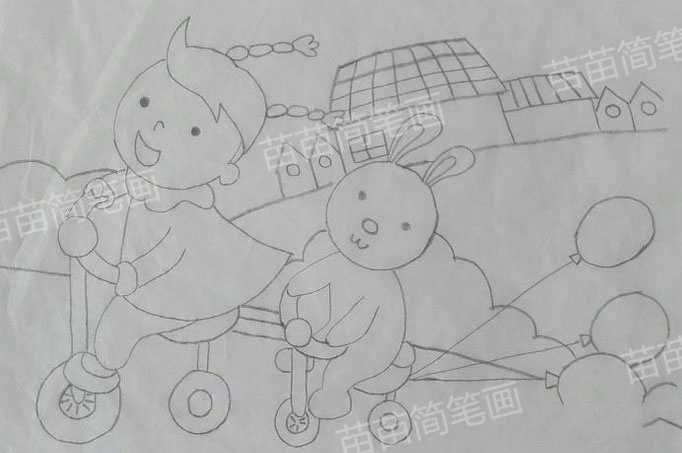 如何绘制骑车的小女孩简笔画