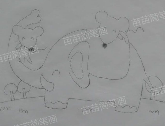 大象和小老鼠简笔画教程