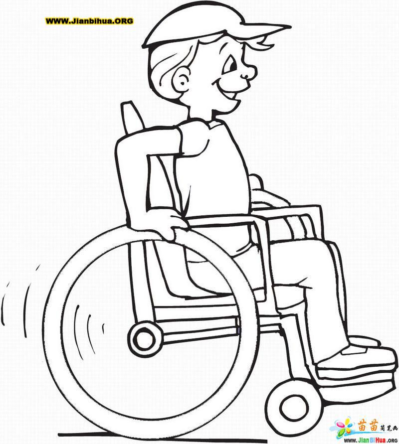 轮椅上的病人简笔画