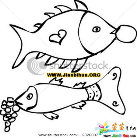 8种不同风格的鱼的简笔画