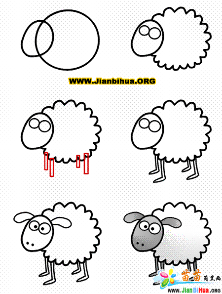 如何绘制卡通绵羊简笔画-手把手教你画出可爱的小绵羊