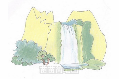 简单画法教程：如何绘制瀑布的简笔画